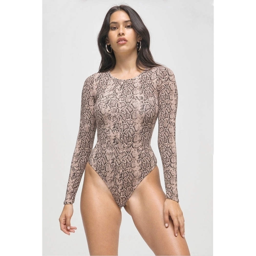 NEW Good American‎ | Snakeskin Bodysuit Lon…
